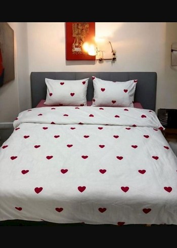 Çift Kişilik Kırmızı Kalp Desenli Nevresim Takımı - Görsel 2