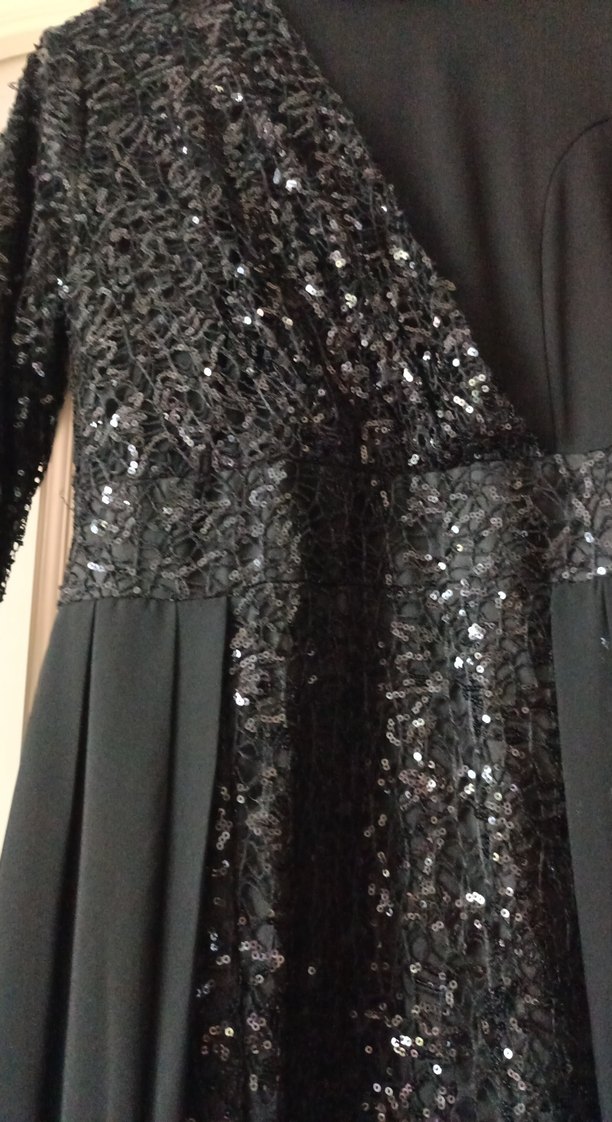 Siyah Drapeli Gotik Uzun Abiye Elbise - Görsel 4