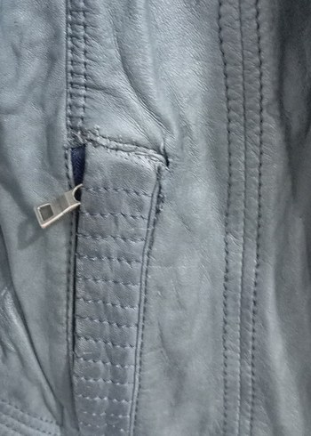 xl Beden lacivert Renk Gri Deri Biker Ceket Kadın eskitme model