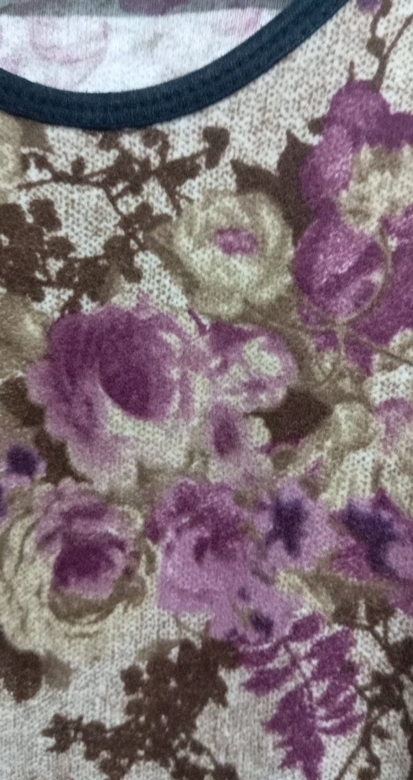 Uzun Kollu Bohem Çiçekli Mor Bluz - Görsel 2