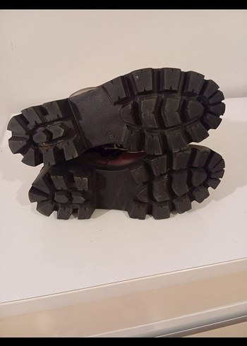 Bordo Deri Platform Topuklu Kadın Bot - Görsel 3