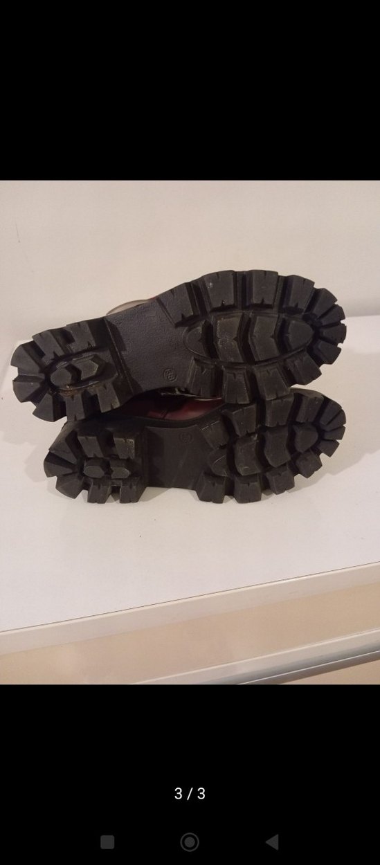 Bordo Deri Platform Topuklu Kadın Bot - Görsel 3