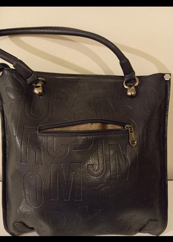 Siyah Baskılı Deri Kadın Çanta - Görsel 3