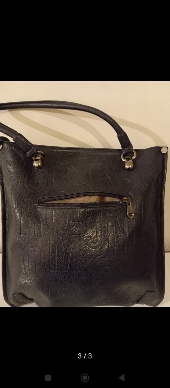 Siyah Baskılı Deri Kadın Çanta - Görsel 3