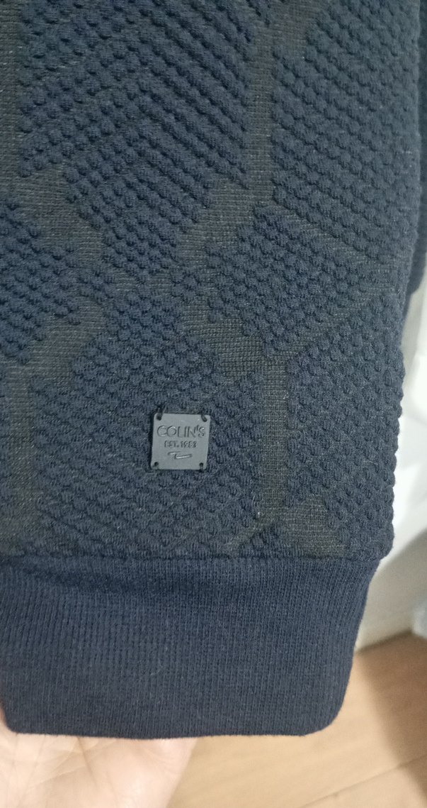 Siyah Erkek Keten Örgü Sweatshirt - Görsel 3