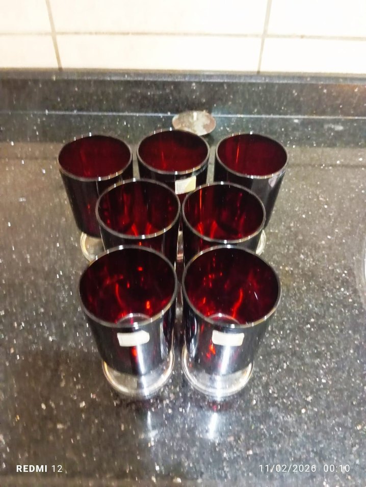 ANTİKA Bordo Renkli Ayaklı Cam Bardak Seti - Görsel 2