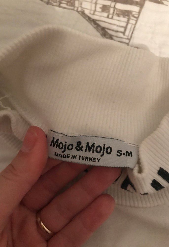 Beyaz Baskılı Uzun Kollu Crop - Görsel 4