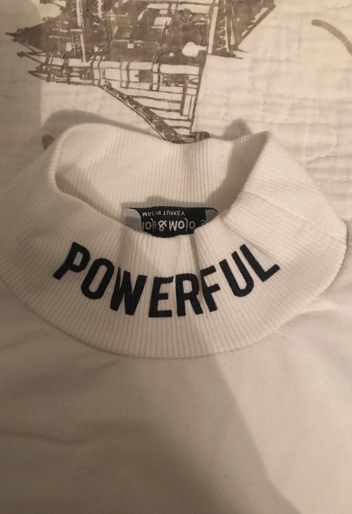 Beyaz Baskılı Uzun Kollu Crop - Görsel 2