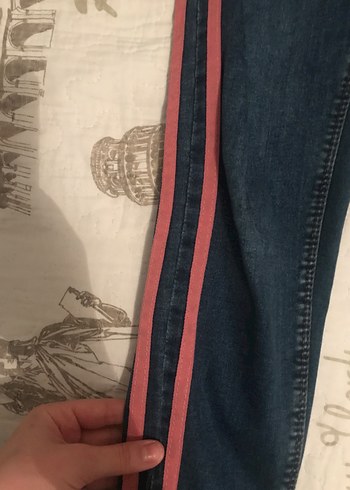 Diğer Çizgili Kemerli Kadın Kot Pantolon