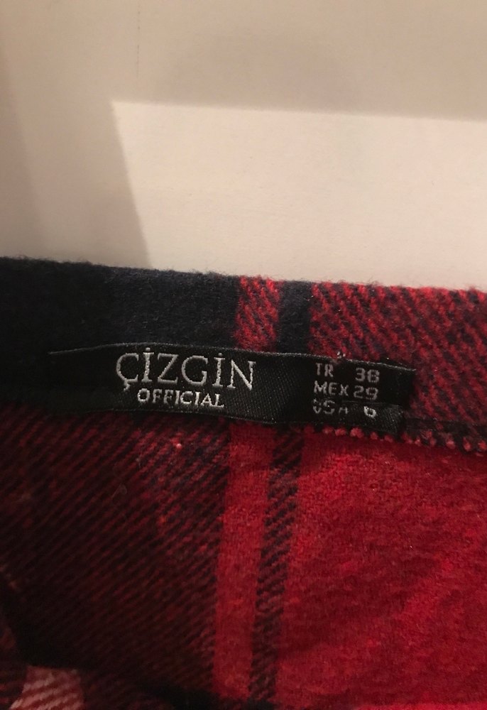 Kırmızı Ekose Desenli Salopet - Görsel 3