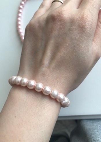 Pembe inci Midi Boy Kolye ve Bileklik Seti - Görsel 2