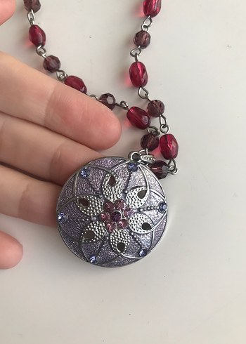 Mor Boncuklu Bohem Midi Kolye - Görsel 2