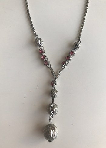 Pembe Batik Desenli Bohem Zincir Kolye - Görsel 2