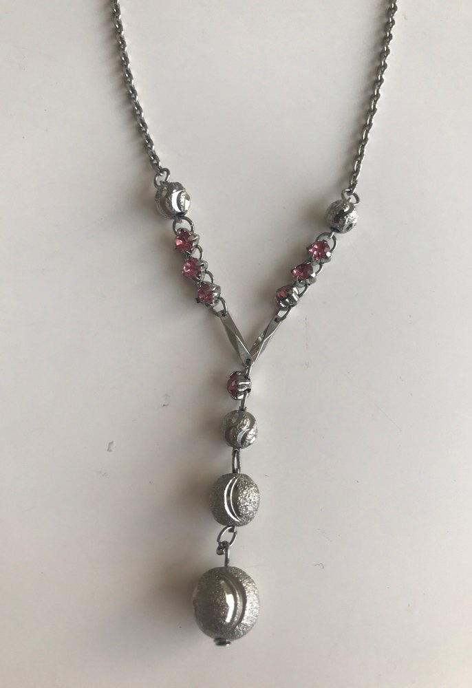 Pembe Batik Desenli Bohem Zincir Kolye - Görsel 2