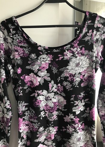 Mor Çiçekli Uzun Kollu Bluz - Görsel 2