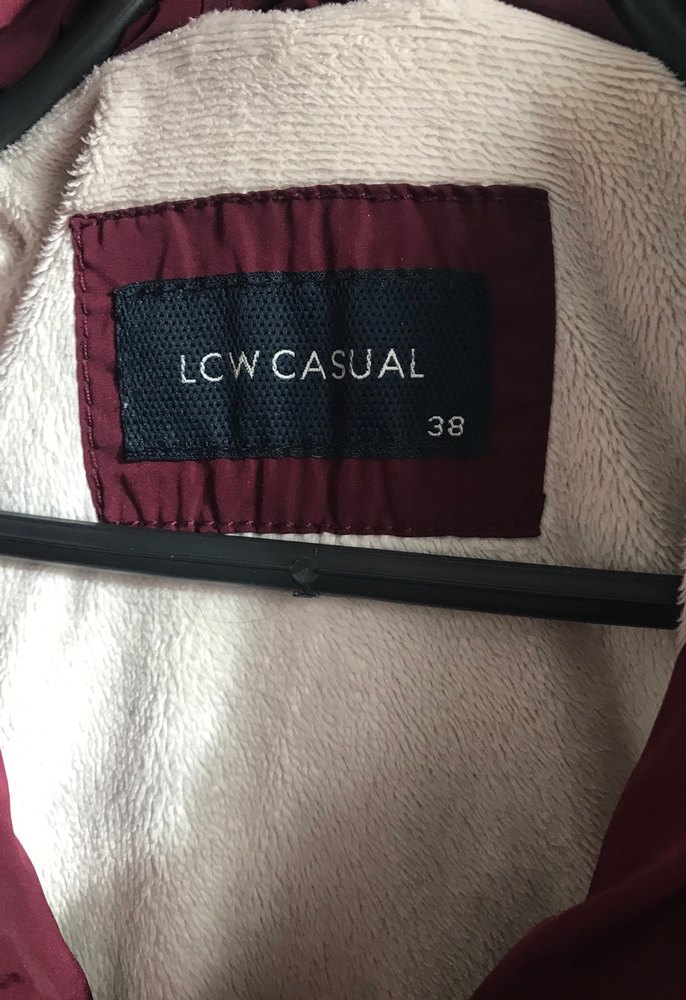 Lcw Bordo Kadın Kapitone Mont Kürklü Kapüşonlu - Görsel 2