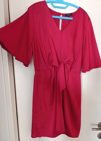 Parlak kırmızı Midi Kadın Elbise - Görsel 3