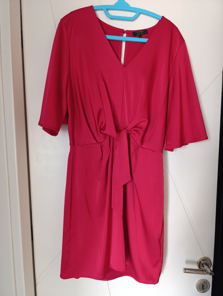 Parlak kırmızı Midi Kadın Elbise - Görsel 2