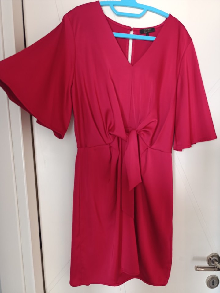 Parlak kırmızı Midi Kadın Elbise - Görsel 3