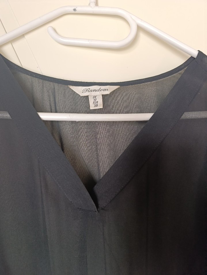 Siyah V Yakalı Uzun Kollu Kadın Elbise - Görsel 3