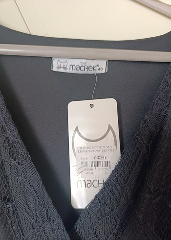 Dantel Detaylı Siyah Uzun Kollu V Yaka Elbise - Görsel 4