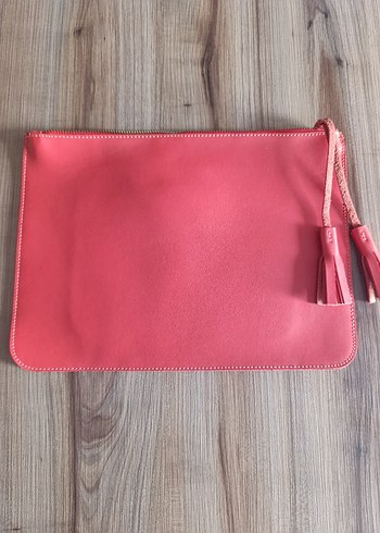 Turuncu Deri Püsküllü Kadın Portföy Çanta - Görsel 2