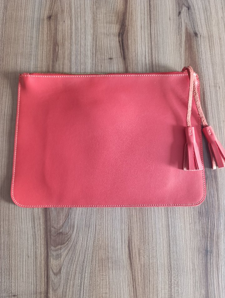 Turuncu Deri Püsküllü Kadın Portföy Çanta - Görsel 2