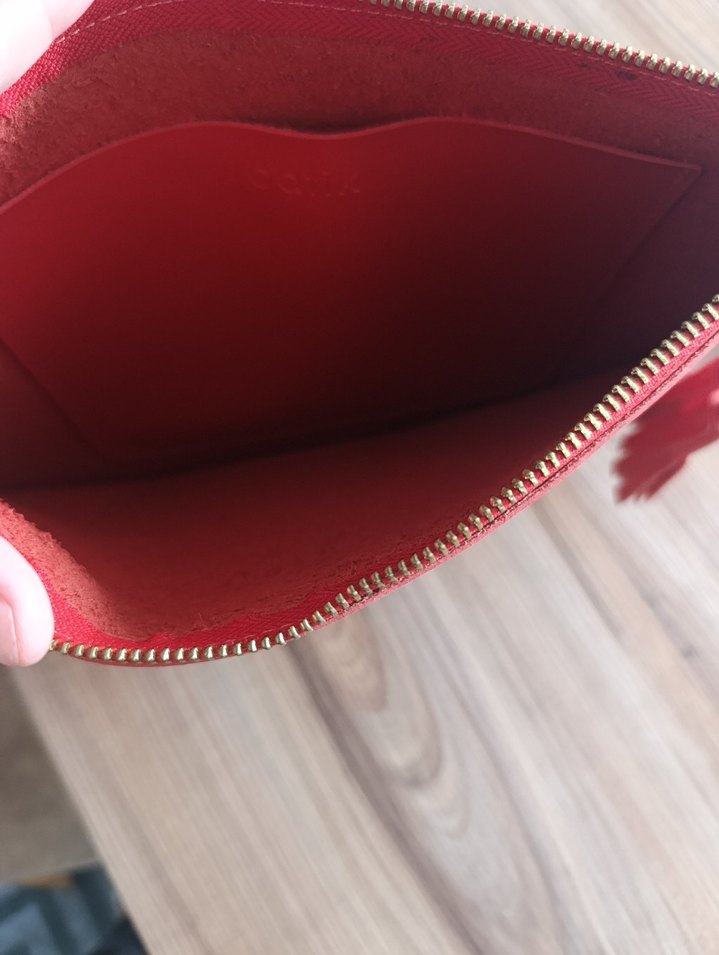 Turuncu Deri Püsküllü Kadın Portföy Çanta - Görsel 3