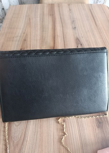 Zincir Detaylı Siyah Deri Kadın Çanta - Görsel 4