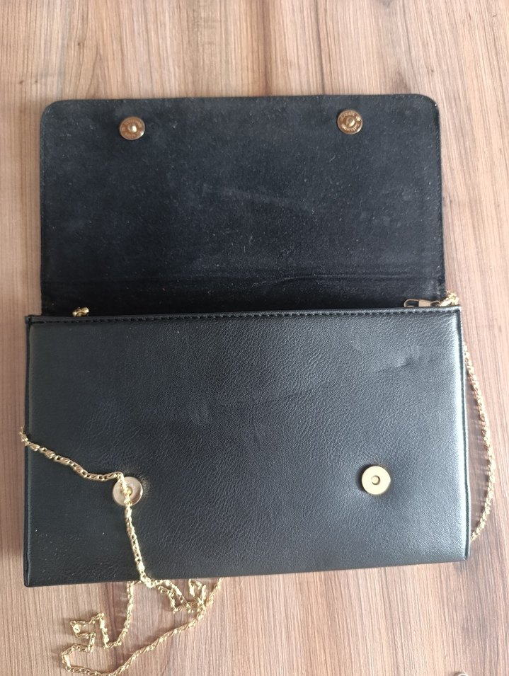 Zincir Detaylı Siyah Deri Kadın Çanta - Görsel 2