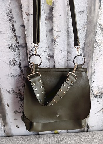 Tokalı Deri Kadın Biker Çanta - Görsel 2