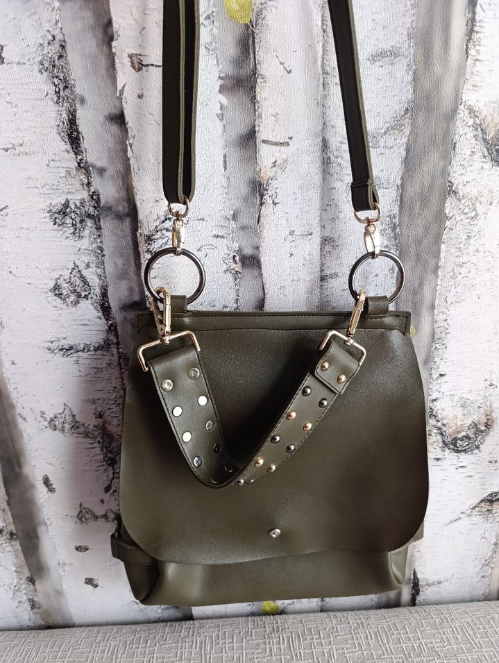 Tokalı Deri Kadın Biker Çanta - Görsel 2