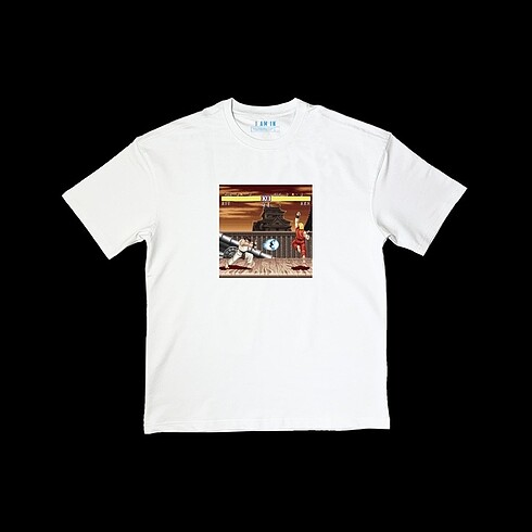 Street Fighter baskılı t-shirt