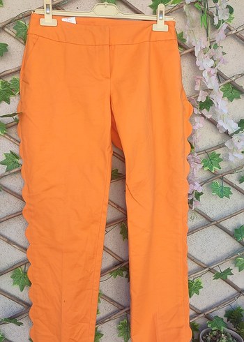 Turuncu Kadın Midi Kumaş Pantolon
