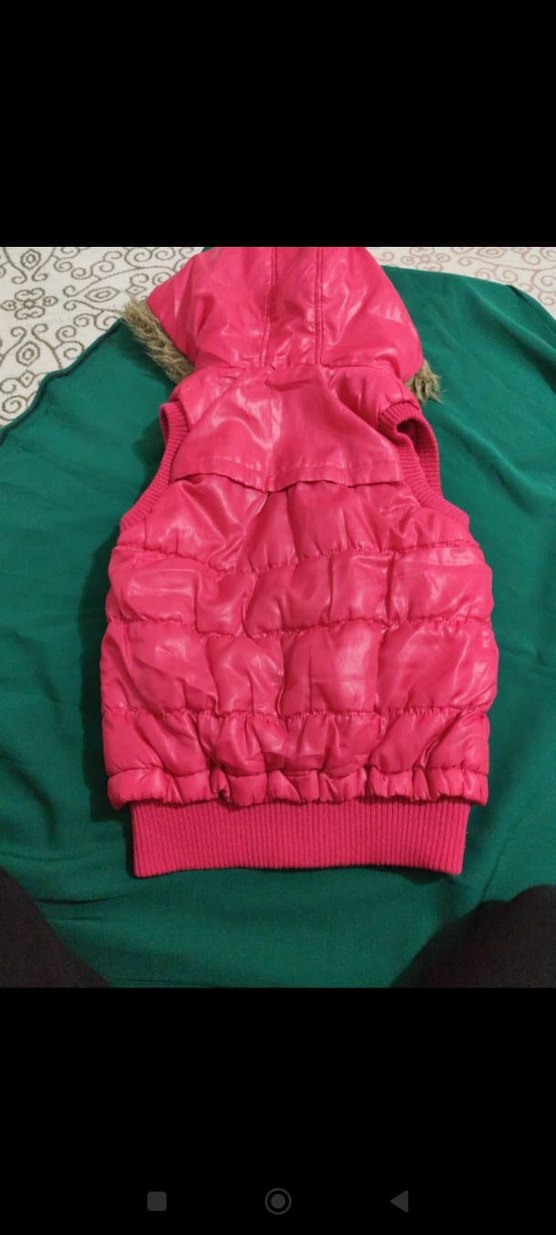 Kız Çocuk Pembe Kapüşonlu Fermuarlı Yelek - Görsel 2