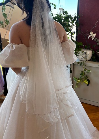 Beyaz A-Line Straplez Gelinlik - Görsel 2