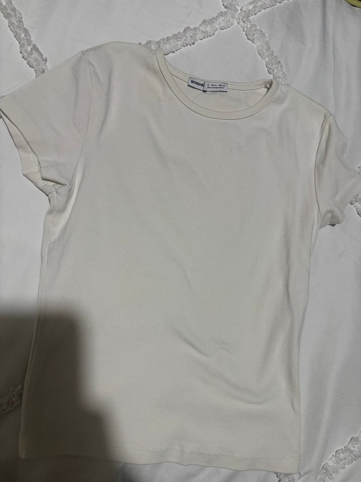 Beyaz Kadın Pamuklu Kısa Kollu Tişört - Görsel 2