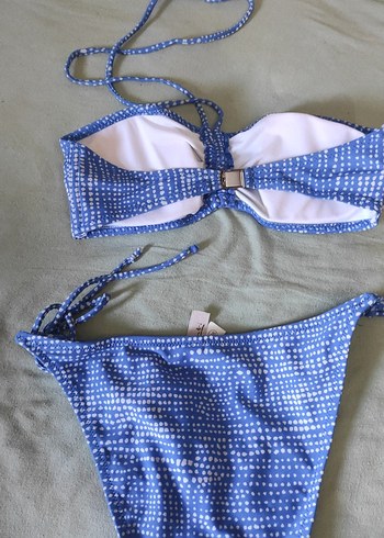 36 Beden mavi Renk Mavi Bağlamalı Bohem Bikini Takımı