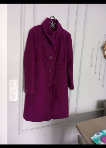 Düğmeli Mor Kaban - Görsel 2