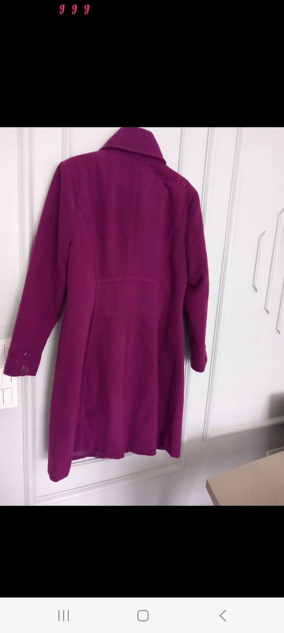 Düğmeli Mor Kaban - Görsel 3