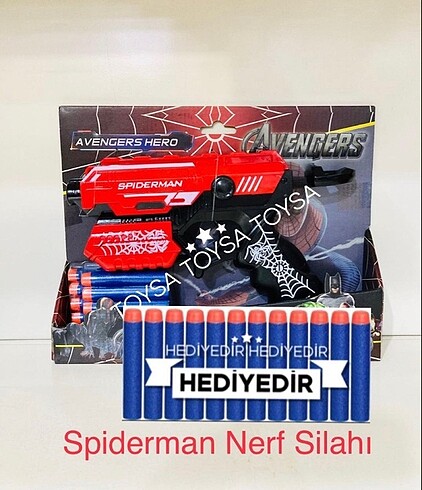 Nerf Spiderman Silahı Mermi Hediyeli