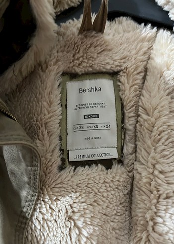 xs Beden yeşil Renk Haki Kamuflaj Desenli Peluş Astarlı Kadın Mont parka