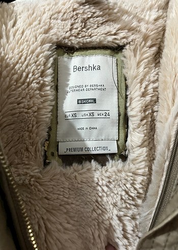 xs Beden Haki Kamuflaj Desenli Peluş Astarlı Kadın Mont parka