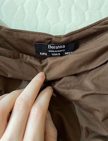 s Beden kahverengi Renk Bershka büzgülü elbise