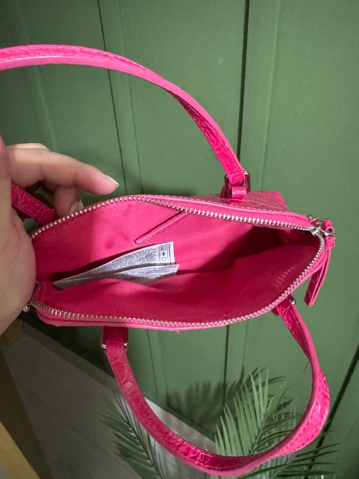 Pembe Yılan Derisi Desenli Deri Kadın Çanta - Görsel 3