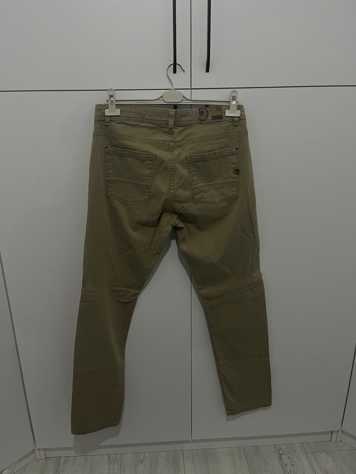 Bej Regular Fit Kemerli Erkek Denim Pantolon - Görsel 3