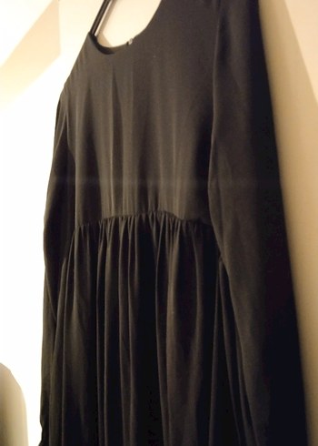 Siyah Dökümlü Roba'dan Uzun gerçek viskon Elbise - Görsel 4