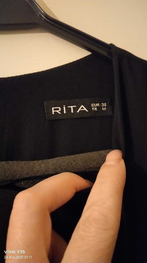 Siyah Dökümlü Roba'dan Uzun gerçek viskon Elbise - Görsel 3