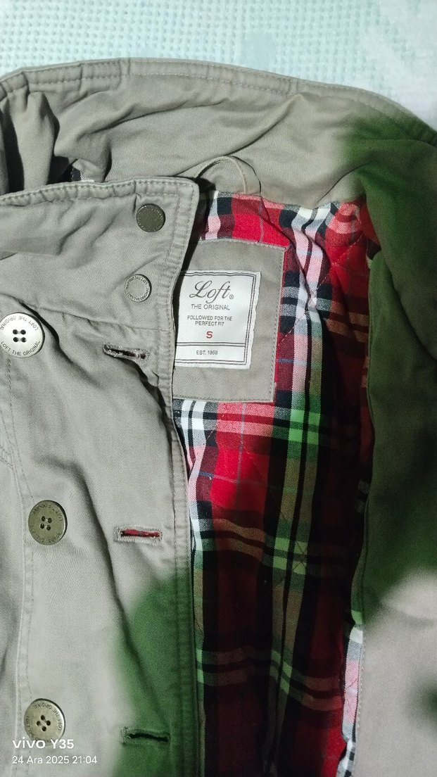 Loft marka Haki Düğmeli Midi Pamuklu Kadın kaban - Görsel 2