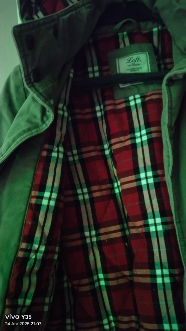 Loft marka Haki Düğmeli Midi Pamuklu Kadın kaban - Görsel 5